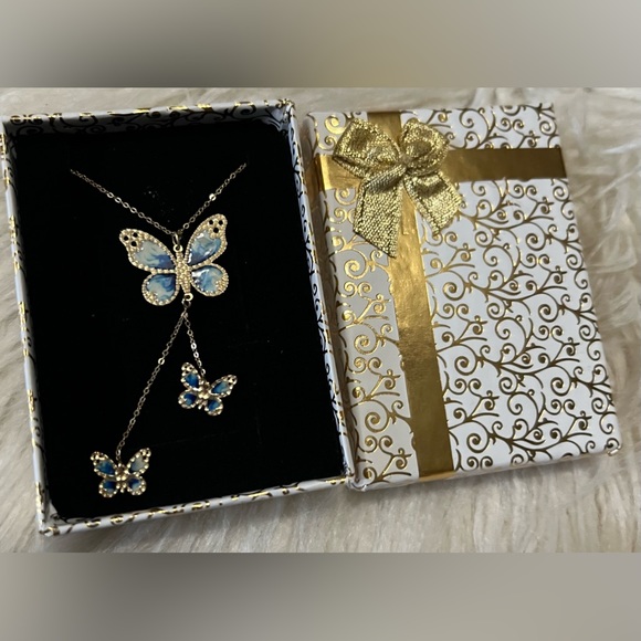 Jewelry 14k Gold Blue Butterfly Necklace Poshmark